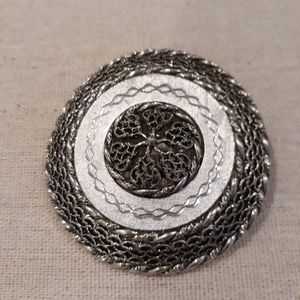Vintage Pastelli Silver Brooch